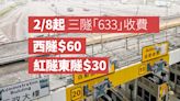 三隧下周三起實施633固定收費 西隧60 紅隧東隧30