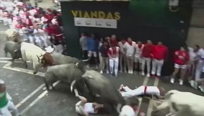 Shocking moment runners are injured in running of the bulls festival