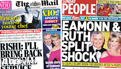 Newspapers: Eamonn and Ruth split and Sunak vows national service