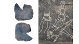 2,500-year-old slate containing drawings of battle scenes and paleo-alphabet discovered in Spain