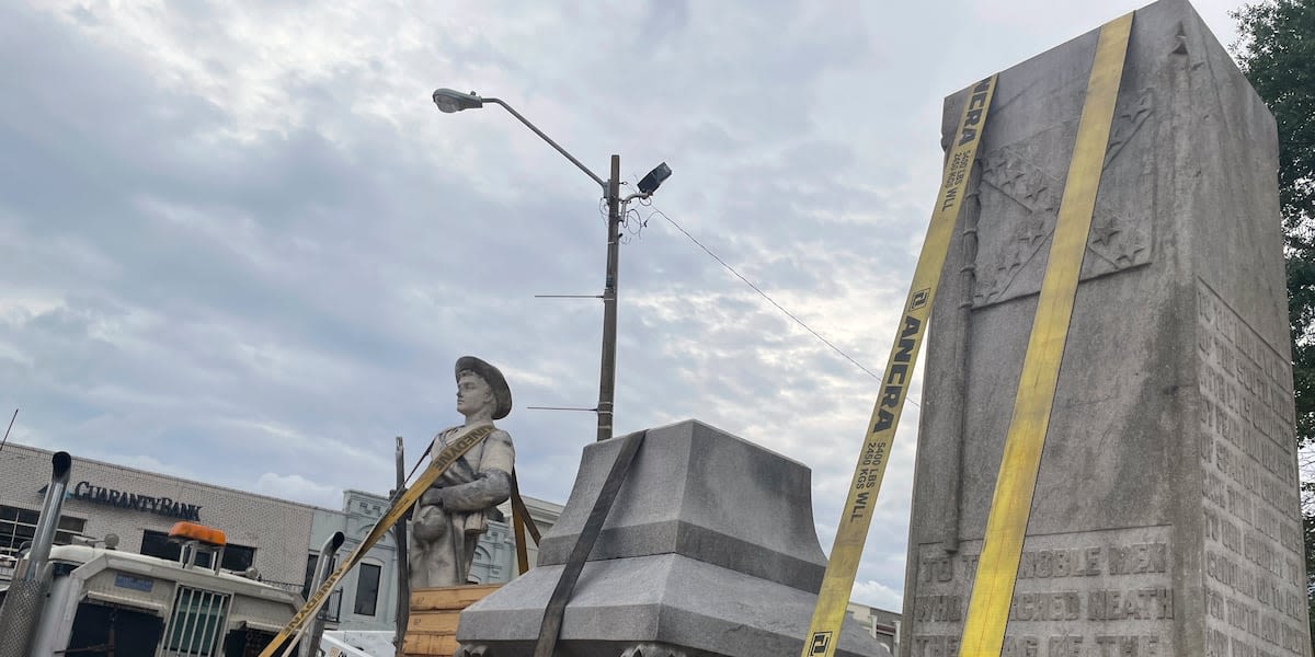 A Mississippi town moves a Confederate monument that became a shrouded eyesore