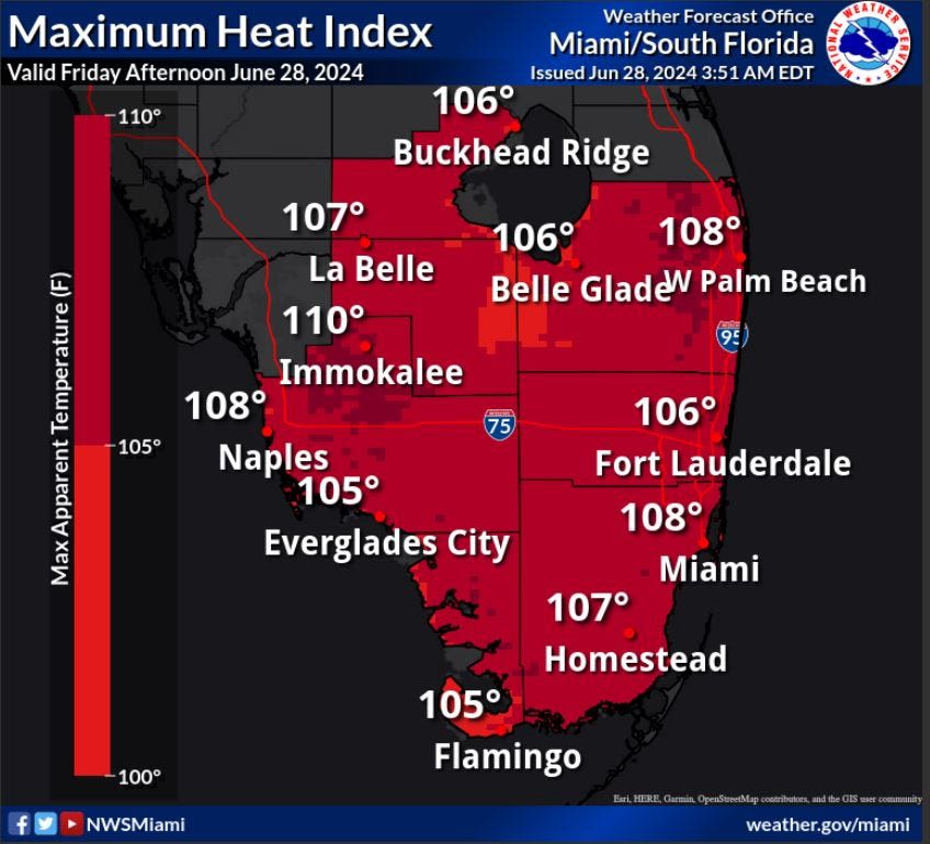 Heat advisory issued for Palm Beach County as "feels like" temperatures could reach 110