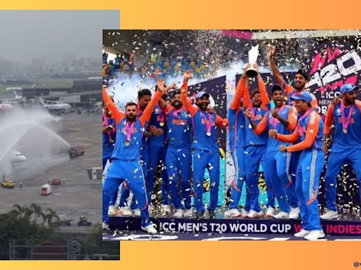 WATCH: Indian cricket team welcomed with water cannon salute at Mumbai airport after T20 World Cup win