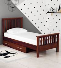 Buy Abbey Sheesham Wood Single Bed With Drawer Storage In Honey Oak ...