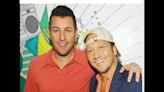 ‘You can do it!’ Adam Sandler and Rob Schneider yuk it up in the Miami Heat locker room