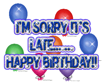 Happy Belated Birthday Animated Glitter Gif Image - 341 x 277