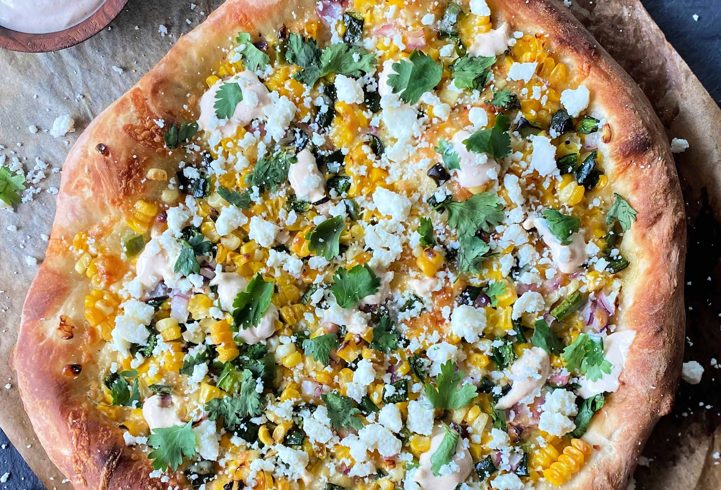 Mexican street corn pizza even more delicious when grilled