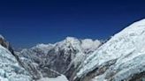 Mountaineers at the Khumbu Glacier during their ascent of Mount Everest, seen in this photograph from May 3