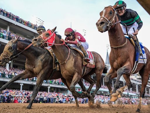 Mystik Dan, at 18-1, edges out two rivals to win the 150th Kentucky Derby