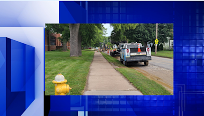 Water main break in front of Hayes Elementary