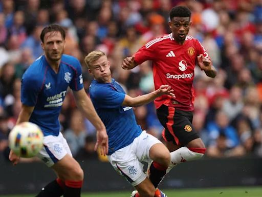 Man United star Bruno Fernandes sends perfect two-word message to Amad after Rangers friendly