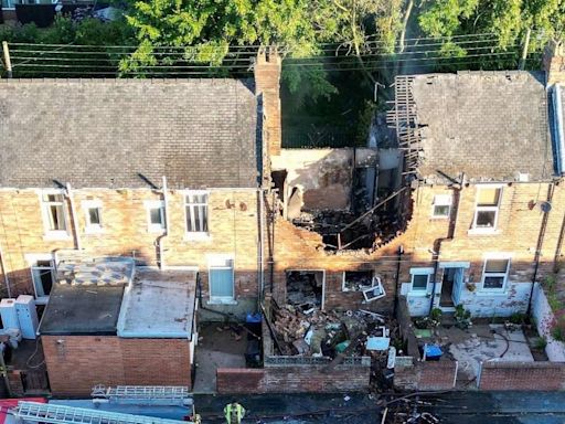 House destroyed in huge gas explosion and street evacuated