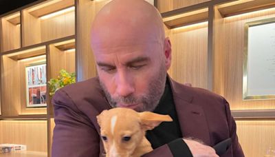 John Travolta Shares Throwback Pic of ‘Day We Adopted’ Dog Peanut ‘on Oscar Night’