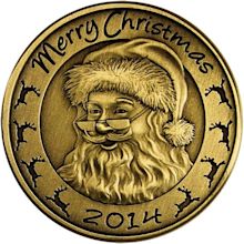 Christmas 2014 Bronze Coin BX-9 Santa with Reindeer | Golden Eagle Coins