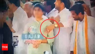 'Anti-women mindset': BJP shares video of woman 'molested' on stage at Congress event; Kumari Selja seeks strict action | India News - Times of India