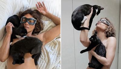 Halle Berry festejó los 20 años de Gatúbela con una improvisada producción hot con sus dos nuevos gatitos rescatados