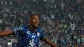 Pachuca's Venezuelan forward Salomon Rondon celebrates after scoring one of his two goals in a CONCACAF Champions Cup final victory over Columbus Crew