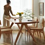 現貨熱銷-北歐全實木餐桌小戶型現代家用飯桌長方形輕奢日式餐廳原木工作臺