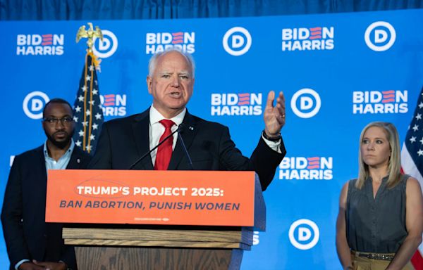 In Milwaukee, Gov. Tim Walz and other Democrats sound alarm over Trump-Vance ticket, Project 2025