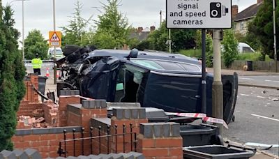 Woman in hospital after unmarked police car overturns in 'substantial' Leicester crash