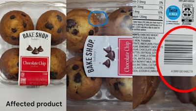 Aldi chocolate chip muffins recalled due to walnut allergy concerns