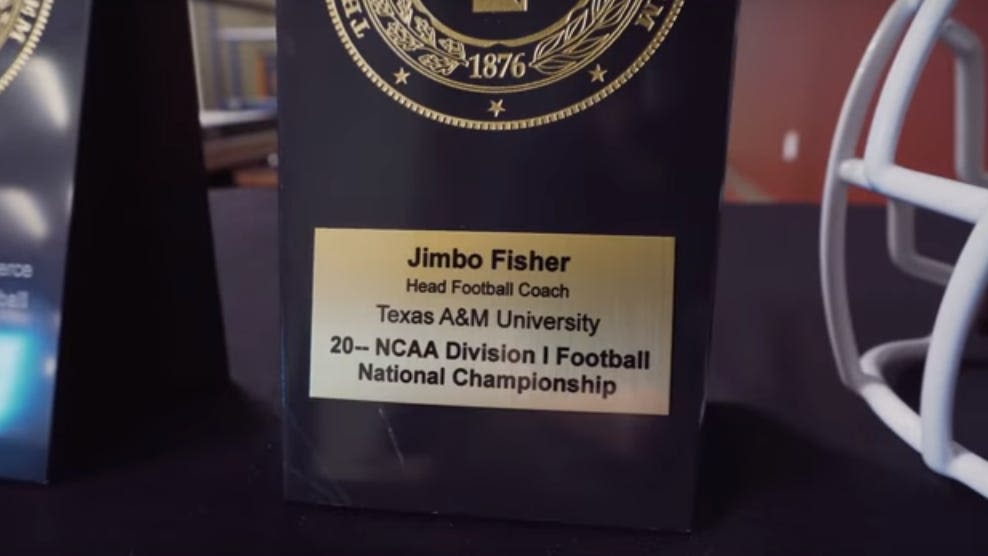 Dirty Martin's trolls Texas A&M fans with replica of Jimbo Fisher's championship plaque