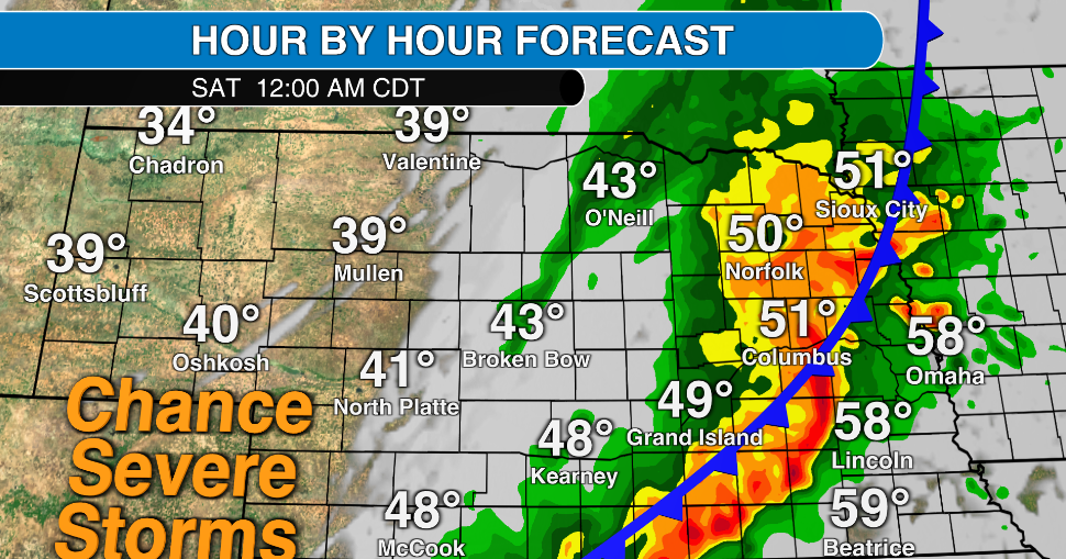 Stormy Friday night in Nebraska and western Iowa with damaging wind and hail possible. Full details in Meteorologist Matt Holiner's forecast
