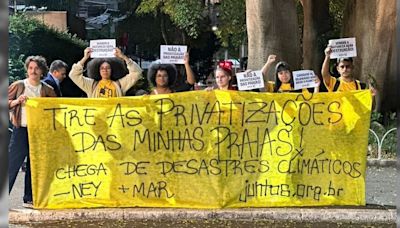 Leilão do Neymar tem protesto contra privatização de praias
