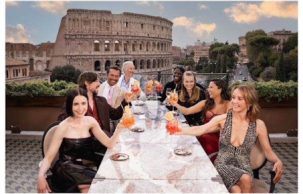 ‘Emily in Paris’ Season Four Part Two Launches in Rome With Cast Posing by the Colosseum and a Fleet of Vintage Fiat 500 Cars...