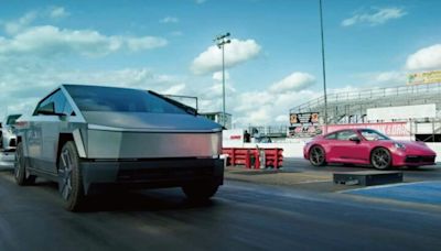影／打臉馬斯克！特斯拉 Tesla Cybertruck VS 保時捷 Porsche 911 進行 1/4 英里競速，結果「保時捷」大勝