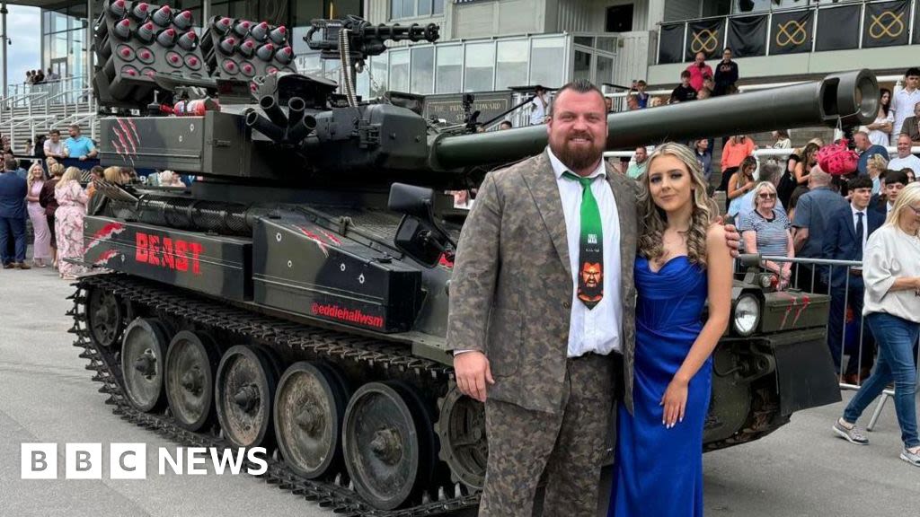 Stoke-on-Trent strongman, Eddie hall, drives teen to prom in tank