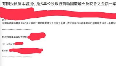 查國慶募款被回沒資料！藍委質疑國庫署隱瞞公股行庫捐款細節