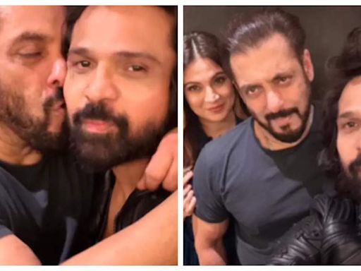 Salman Khan kisses Himesh Reshammiya as they party together, latter calls it, 'Historic, memorable evening with bhai' | Hindi Movie News - Times of India