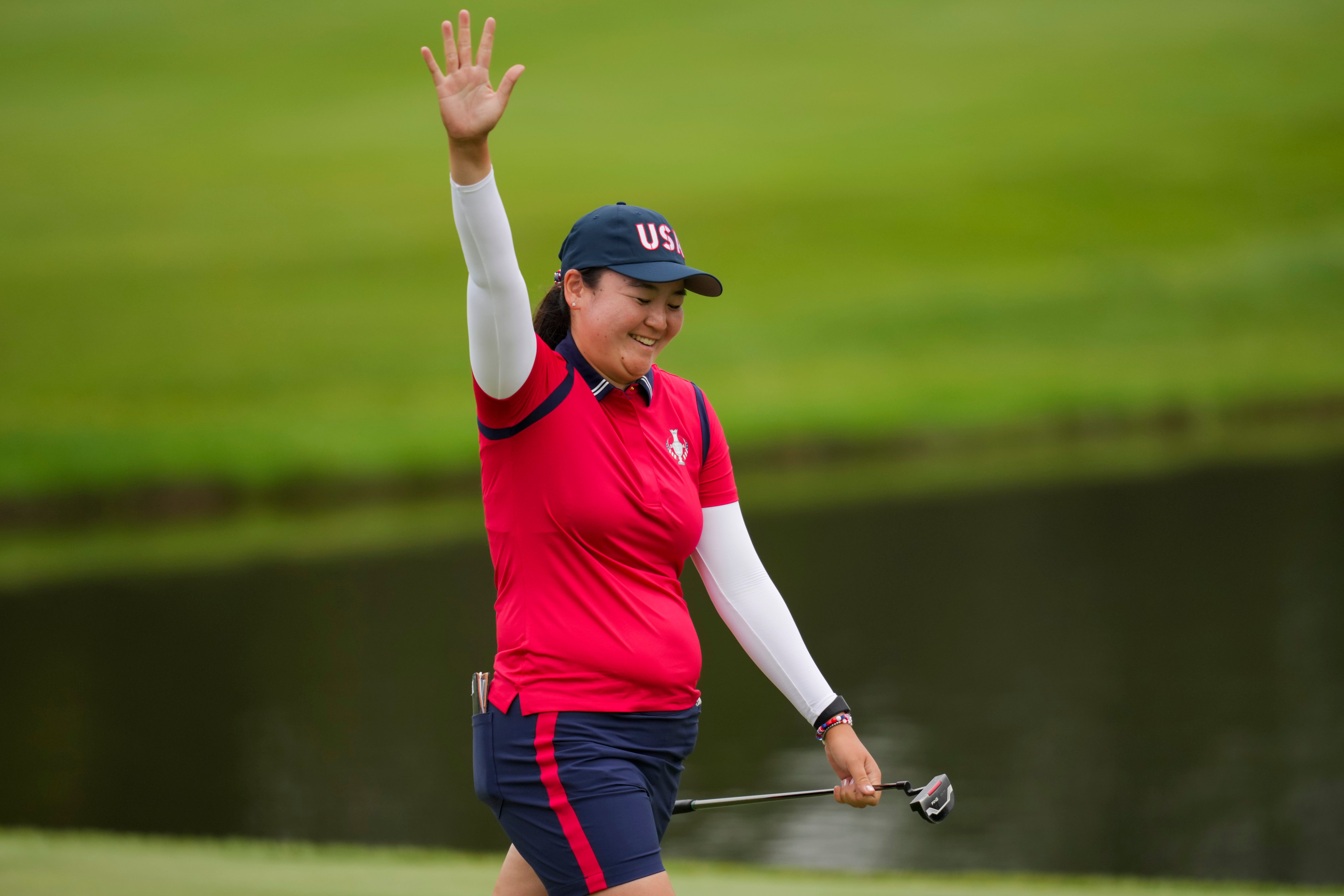 Watch: Allisen Corpuz tops a 3-wood but gets unbelievable result as she and Nelly Korda take lead with eagle in Solheim Cup