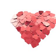 Confetti in the shape of hearts for weddings and romantic events