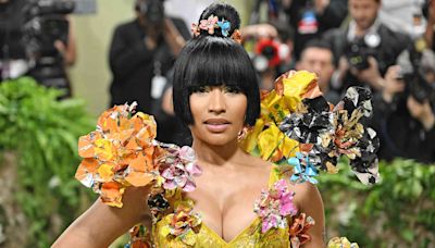 Nicki Minaj Brings on the Blooms — and Bold Poses! — in Flower-Covered Minidress at 2024 Met Gala