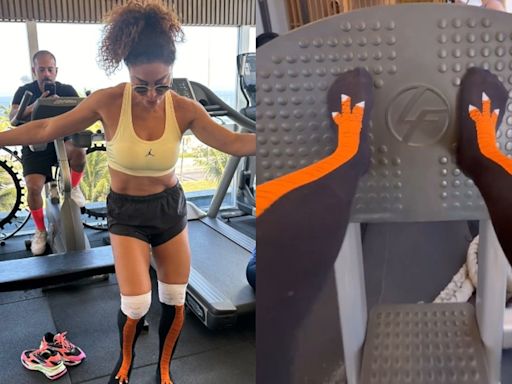 Juliana Paes surpreende ao malhar com meia 'diferentona' que simula pés de galinha