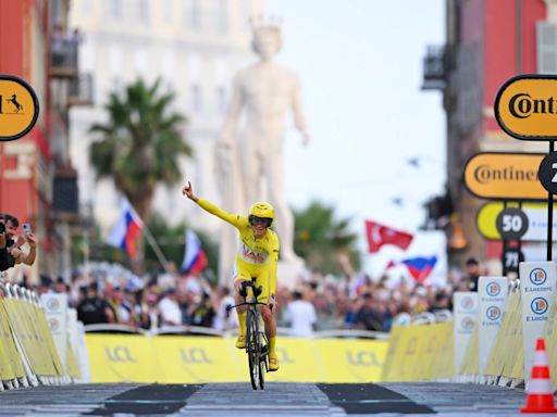 Tadej Pogačar obliterates field in stage 21 time trial to seal his third Tour de France victory and prestigious Giro-Tour double