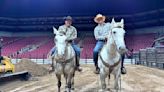 Professional Bull Riders show their stuff inside the KFC Yum! Center during PBR Unleash the Beast