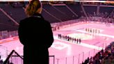 ... team, stands with her team for the national anthem before a game against Montreal in the Xcel Energy Center on Wednesday, Jan. 24, 2024, in St. Paul, Minnesota...