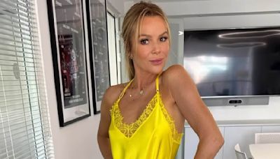 Amanda Holden poses up a storm as she goes braless in yellow two-piece