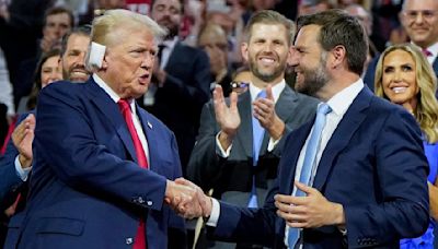 Trump appears with bandaged ear at Republican convention, names Vance as running mate