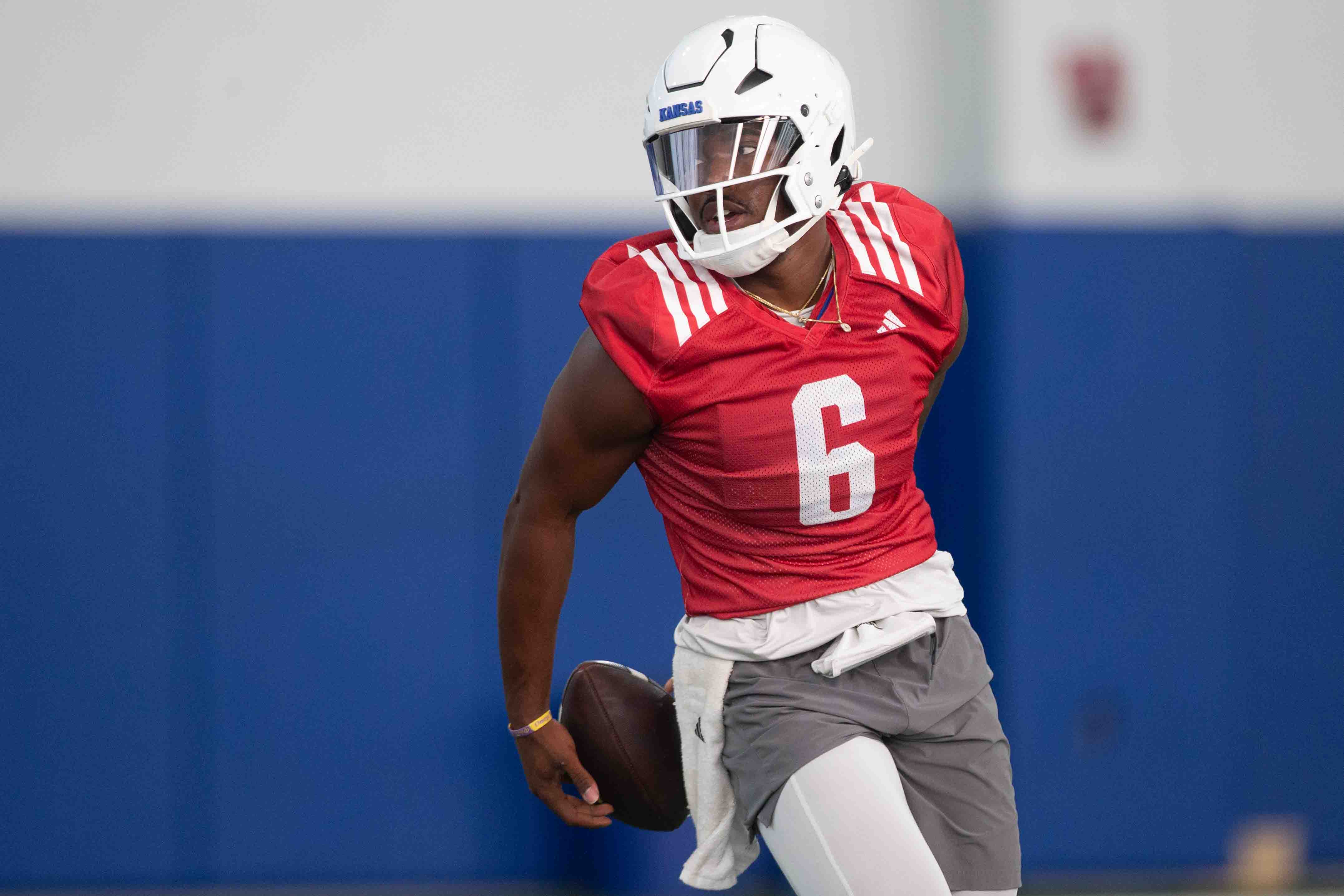 Jalon Daniels, happy and practicing, is poised to take Kansas football to new heights