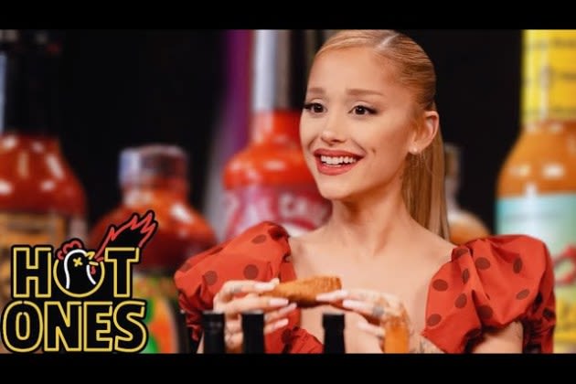 Ariana Grande Triumphs Over ‘Hot Ones’ Wings And Questions In Winning Segment