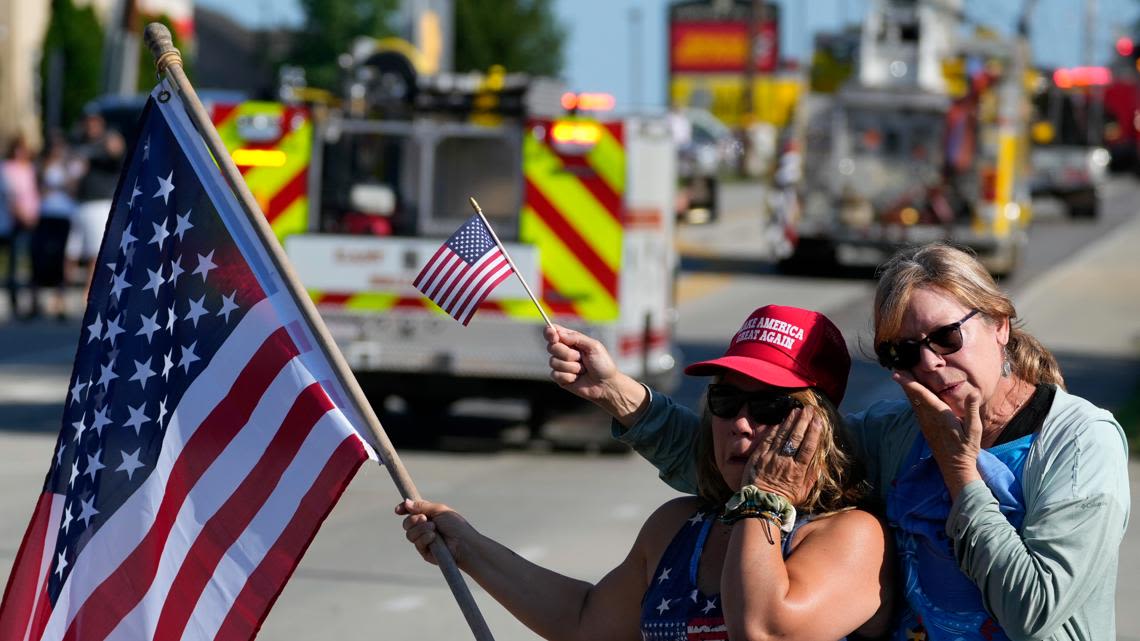 Firefighter killed at Trump rally honored with bagpipes, gun salute and a bugle sounding taps