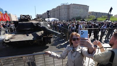 Russia is displaying its war 'trophies' — an array of captured Western hardware like Abrams and Leopard tanks — saying 'victory is inevitable'