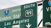 Historic U.S. Route 99 emblem revealed after 5 Freeway sign falls down