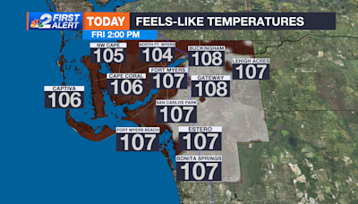 Heat advisory for all of SWFL as heat index peaks at 108 degrees