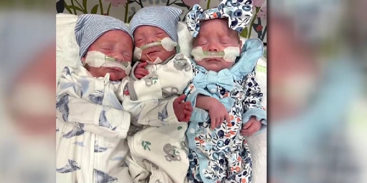 Dad spends his first Father’s Day celebrating his healthy triplets in hospital