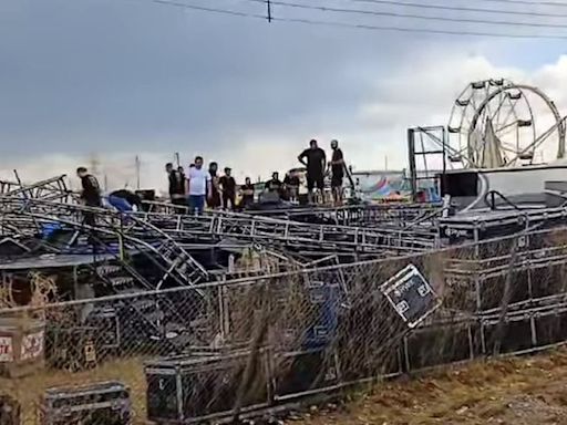 Fuertes vientos derrumban escenario donde se presentaría Edén Muñoz en Meoqui, Chihuahua | El Universal